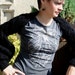 BLACK SHRUG WITH LONG PUFFY SLEEVES HAND KNITTED