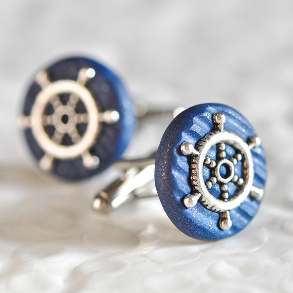 Cufflinks Ship's Helm Nautical Themed Weddings for Men, Your Sailor or
