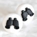 Tiny Binoculars Bird Watcher Safari Hunt Spy Post Earrings in White Glitter Polymer Clay