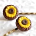Sunflower Bobby Pins for Weddings Bridesmaid, Flower Girl Bridal Party Accessories in Textured Brown Polymer Clay