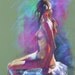 Colorful Original Pastel Drawing of Female Model on Olive Green by Kristina Laurendi Havens