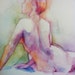 Watercolor Art Drawing of Nude Female Back Original Painting