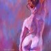 Nude Female Back Wearing Striped Tights Original Oil Painting