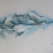 RESERVED FOR KATHY Original Watercolor Art Painting in Blue of Reclining Female Nude Figure