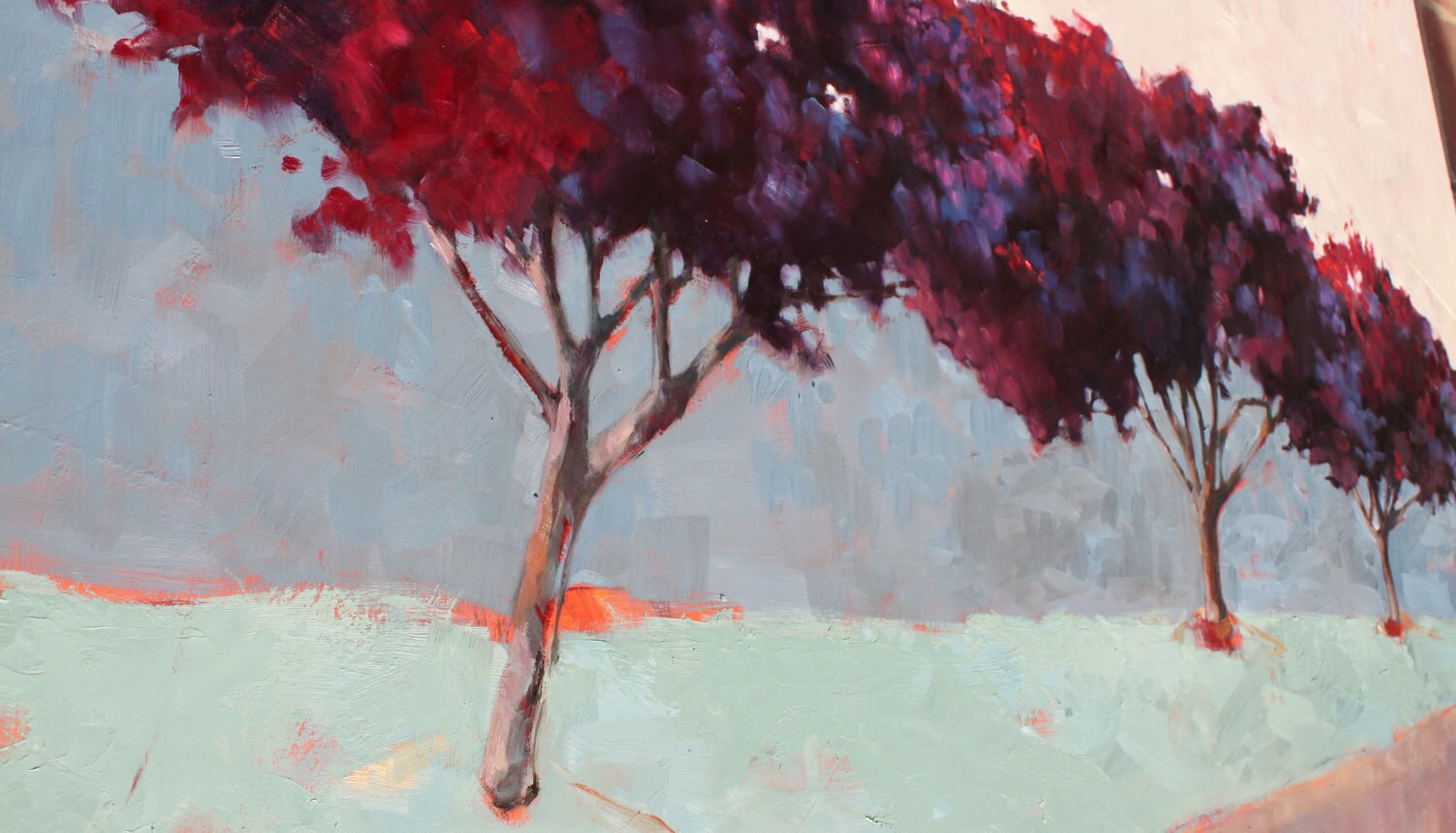 Large Fine Art Print of Burgundy Trio Painting of by Krystyna81