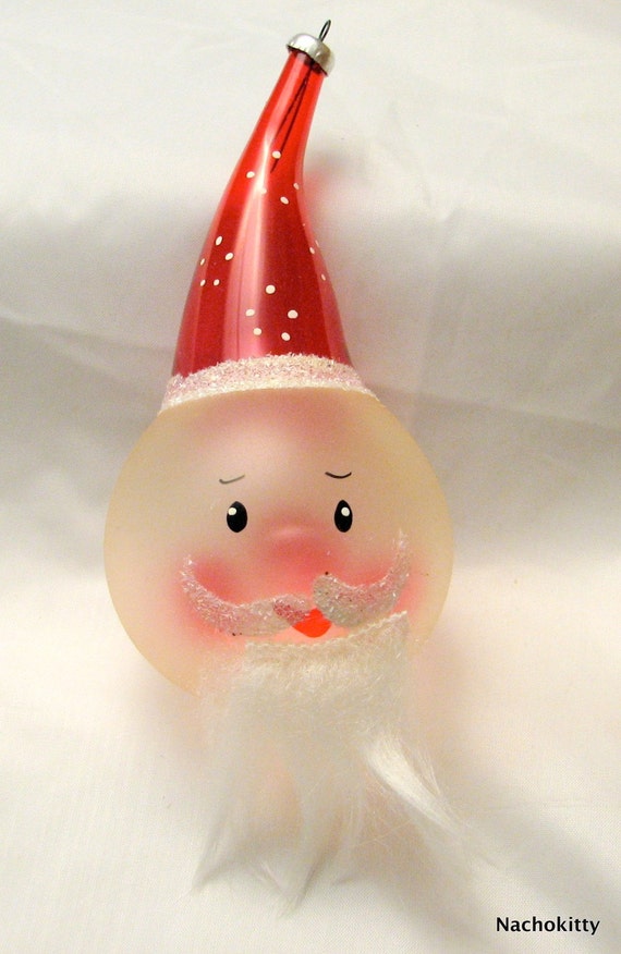 Vintage Christmas Ornament Italy Blown Glass Santa by Nachokitty