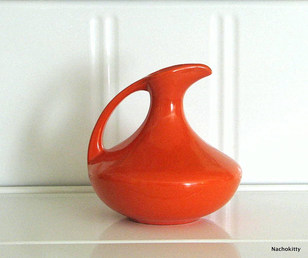 Vintage California Pottery Orange Pitcher by Garden City