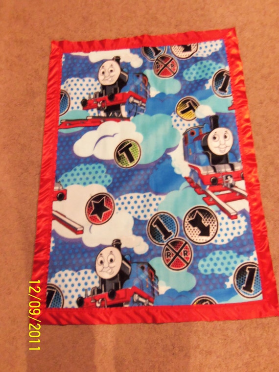 Thomas the Train Homemade Fleece Blanket Baby Satin binding