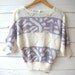 Vintage 70s 80s Creme and Purple Dolman Sleeve Sweater