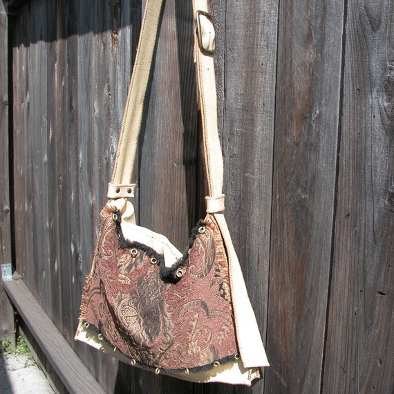 Palomino Leather Tapestry Bag with by jackierobbinsdesigns on Etsy
