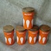 Vintage Catherine Holm Spice Containers Scarce Orange Lotus Pattern Set of 5