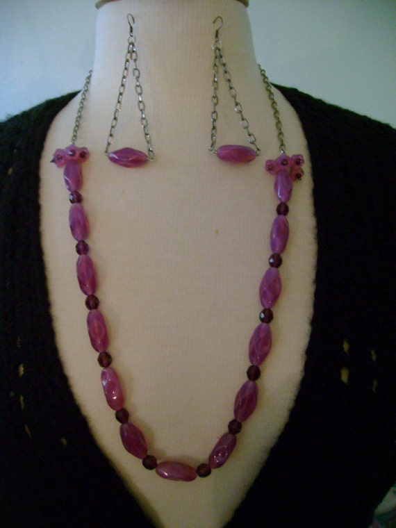 Purple and Pink Flower Chain Necklace