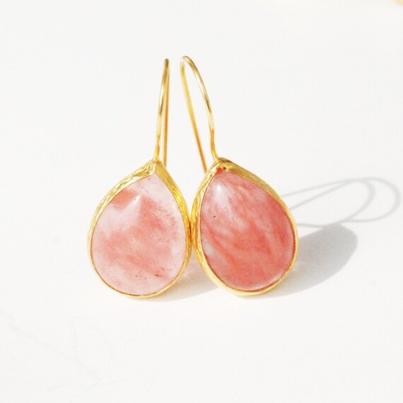 Cherry Quartz Drop Earrings by toosis on Etsy