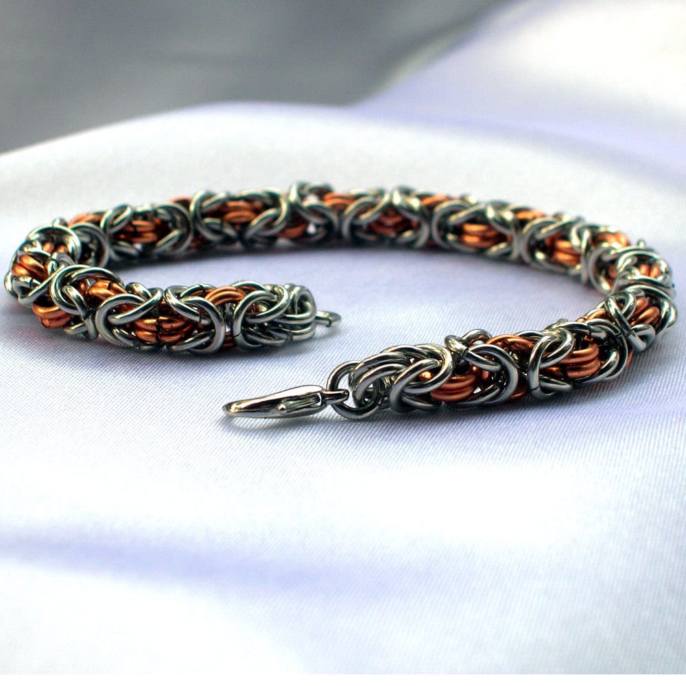 Byzantine Chainmaille Bracelet, Copper and Aluminum