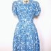 30s dress / 1930s rayon day dress / Blue Anemone Blooms by 13bees