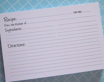 50 Super Cute 4 by 6 inch Recipe Cards...Perfect for Recipe Box