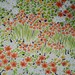 Vintage Kimono Silk Fabric Orange, Yellow, Green Flowers
