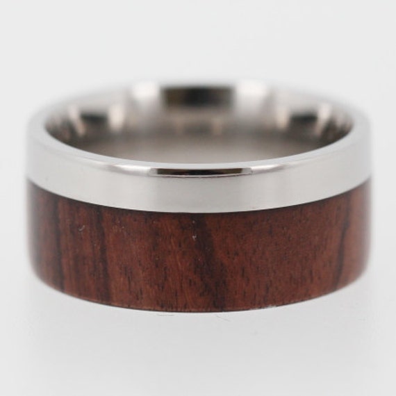 ... Wedding Ring, Ironwood Wood Ring, Offset Titanium Ring, Ring Armor