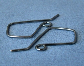 Oxidized Gunmetal Ear Wires, Handmade Sterling Silver Signature Kite Earwires, 2 pairs - Made in USA