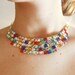 Sparkling and Colorful 'Pixelated' Rhinestone Collar Statement Necklace, Unique Collar Jewelry for Cocktail Parties