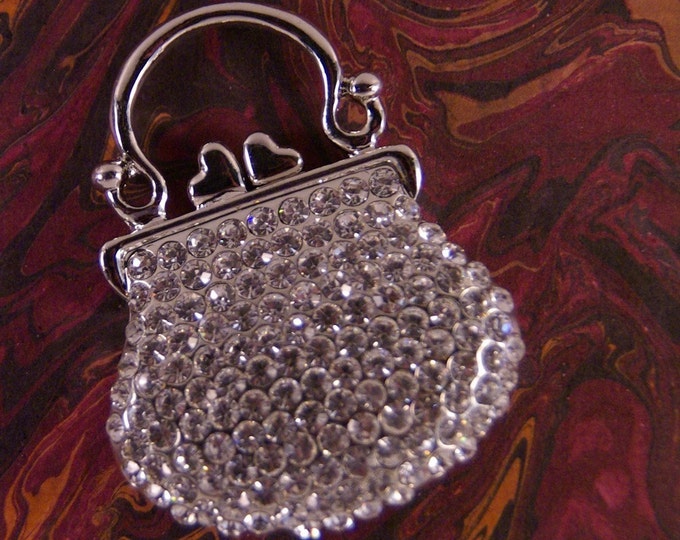 Rhinestone Open-work Silver-tone Handbag Pendant