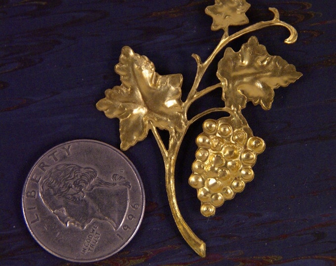 Vintage Brass Floral Grape Stem Stamping