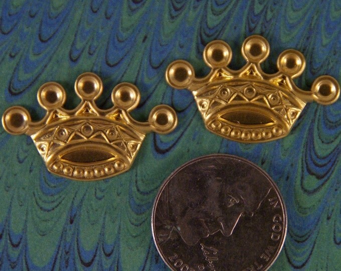 9 Small Brass Crown Stampings