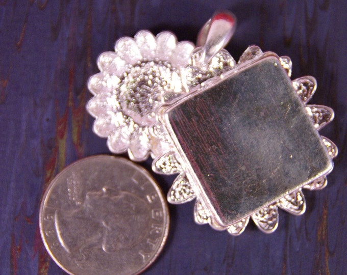 Yellow Enamel Sunflower with Dragonfly Picture Pendant