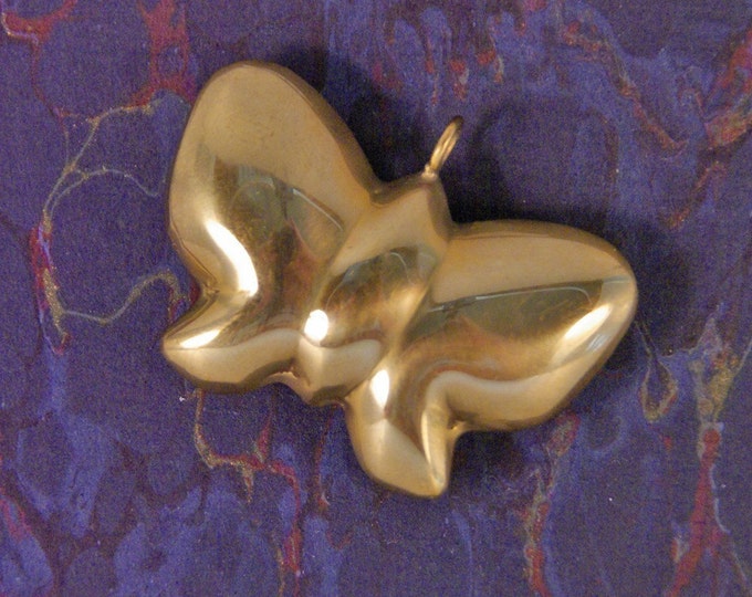 Vintage Large Brass Butterfly Charm