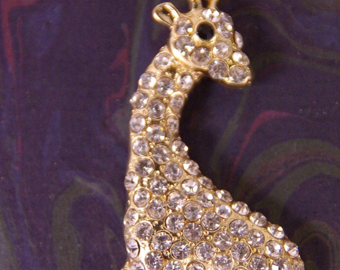 Gold-tone Rhinestone Giraffe Pendant