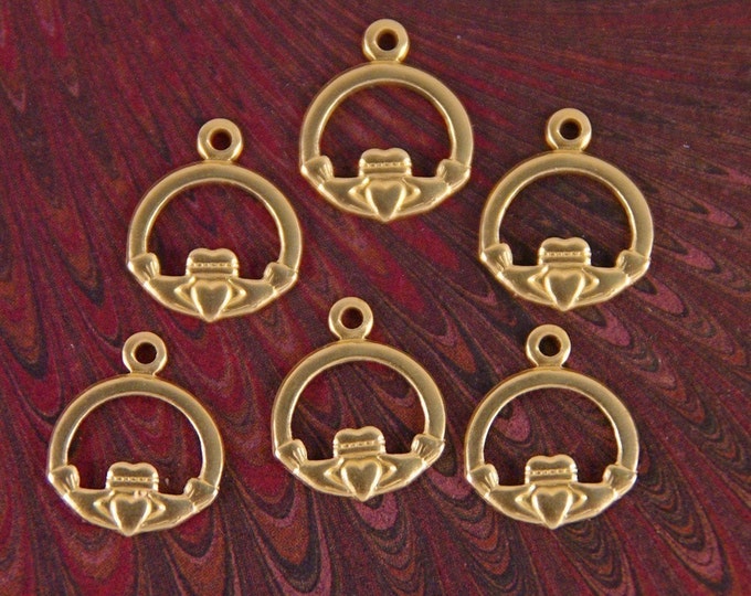 26 Brass Claddagh Charms