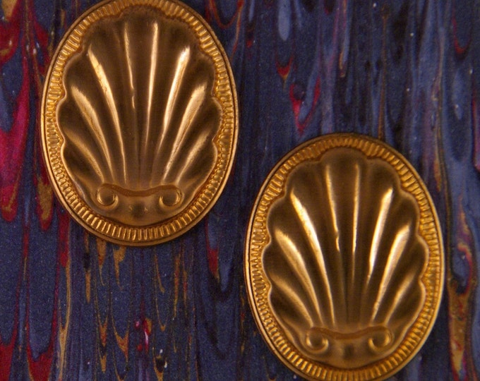 Pair of Vintage Brass Shell Enclave Stampings