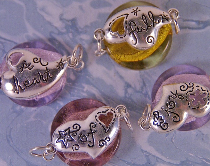 Set of Four Multi-colored Glass and Metal -A Heart Full of Joy- Charms