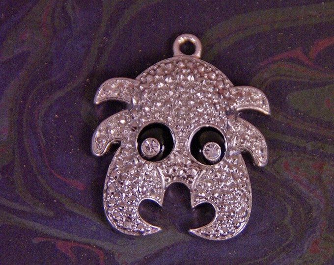 Textured Silver-tone Abstract Crab Charm