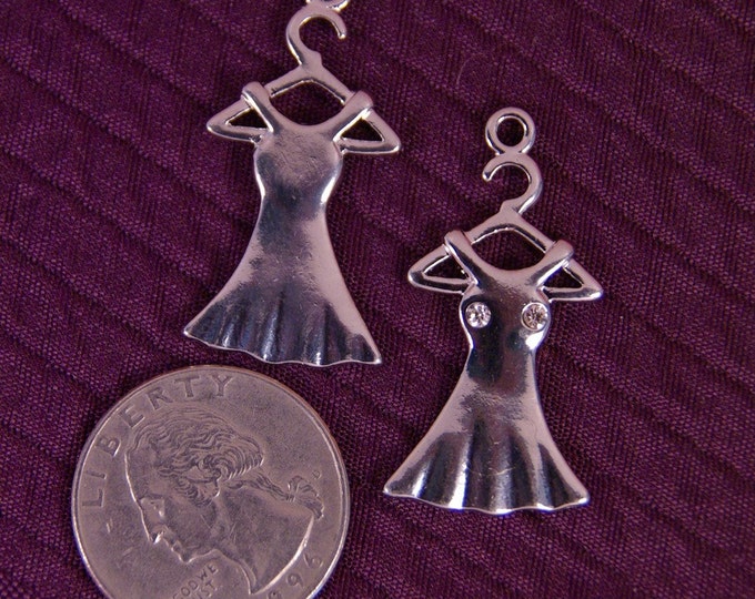 Whimsical Pair of Silver-tone Dress on a Hanger Charms