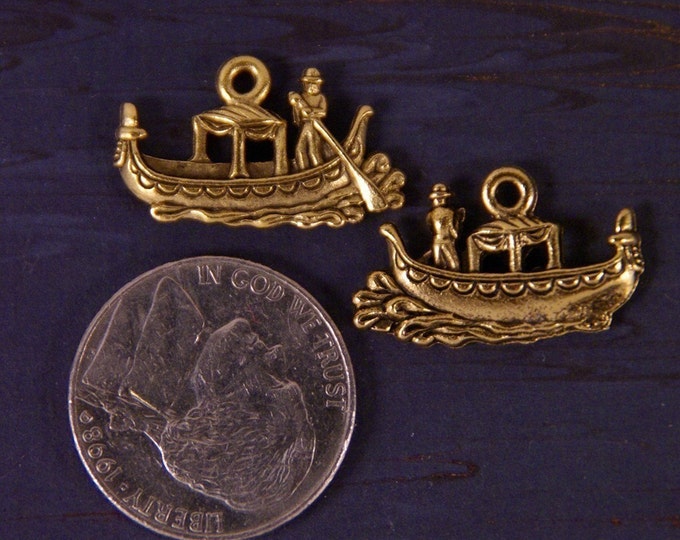 Gold-tone Pewter Gondola Charms Pair