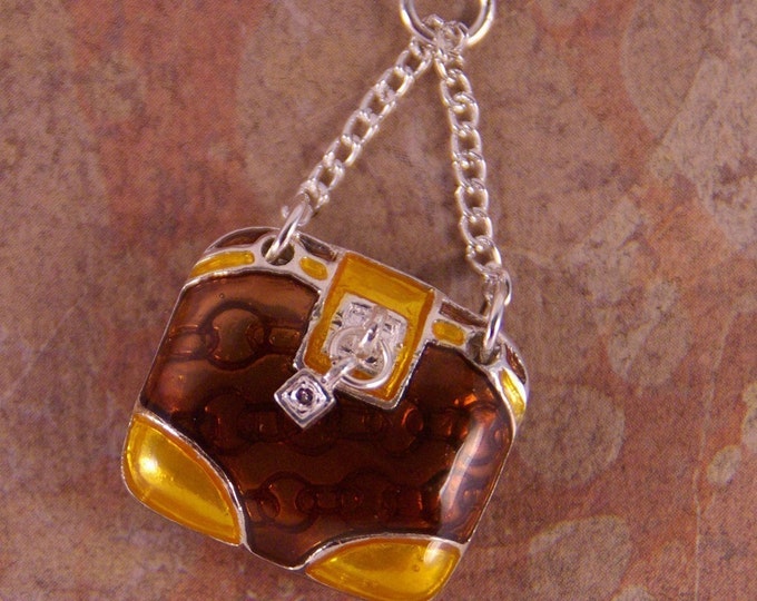 Brown Epoxy Metal Purse Charm