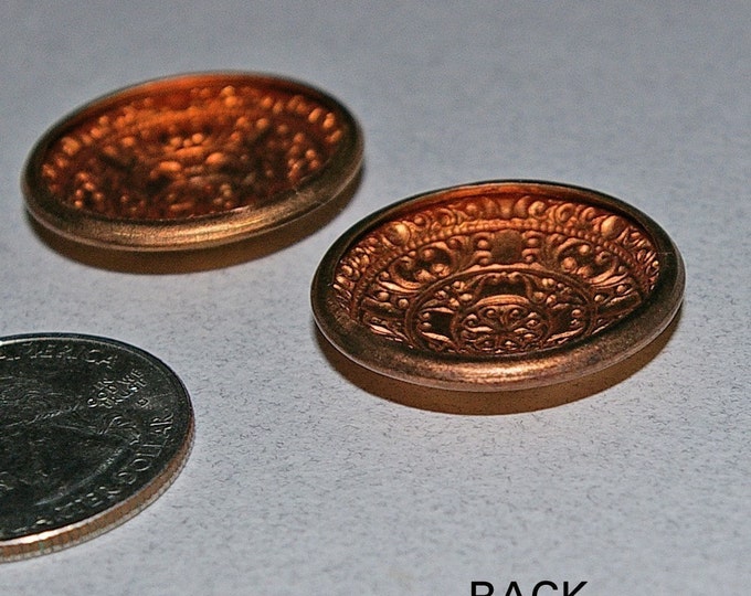 Vintage Pair of Brass Hollow Decorative Cabochons