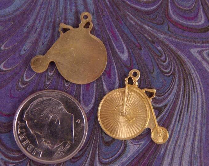 Set of Two Small Brass Tricycle Charms