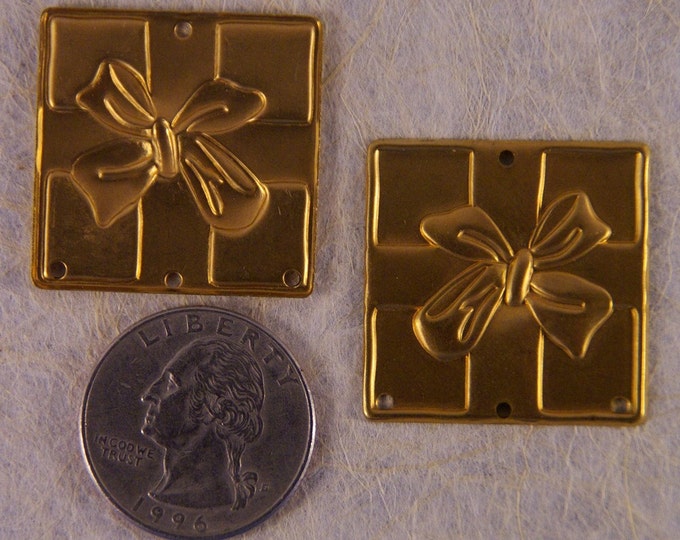 4 Large Brass Gift Charms with Multi Holes