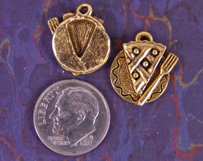 Set of Gold-tone Pewter Slice of Pie Charms