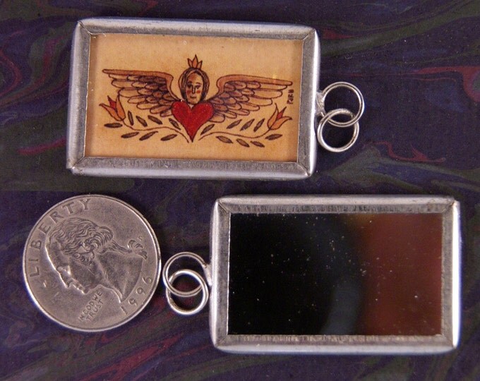 One Two-sided Pendant with Angel Queen Illustration and Mirror