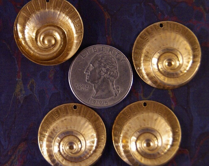 Four Brass Swirl Nautilus Shell-like Charms