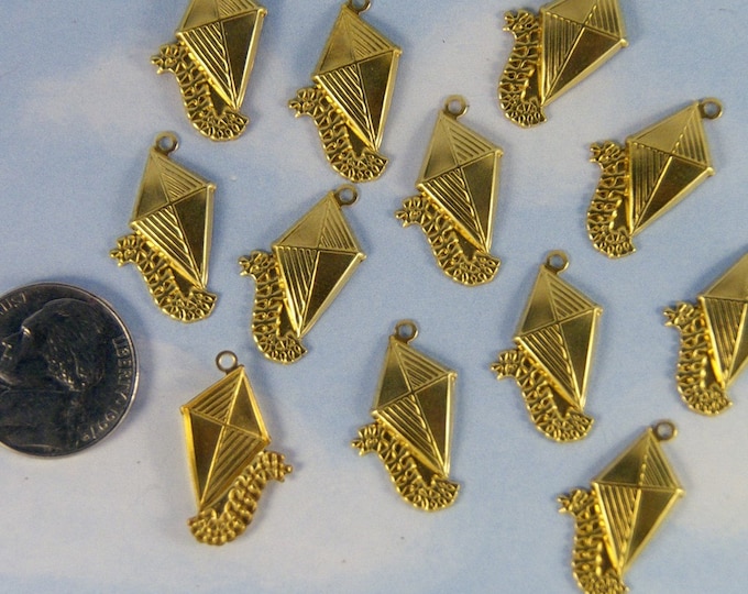 Set of 12 Brass Kite Charms