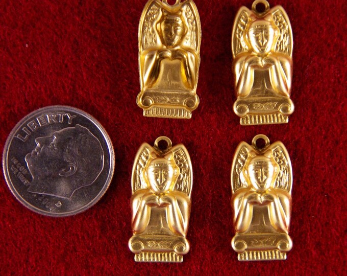 Set of 12 Brass Gargoyle Angel Charms