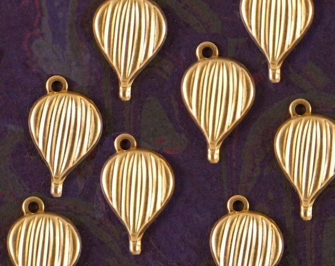 Set of 10 Small Brass Hot Air Balloon Charms