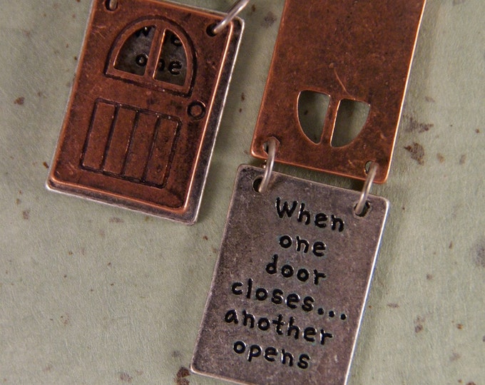 Two-tone Door Pendant with Inspirational Message Copper and Silver-tone