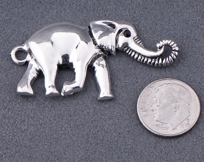 Silver-tone Metal Elephant Charm Connectors