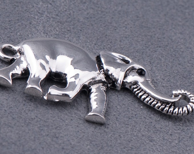 Silver-tone Metal Elephant Charm Connectors