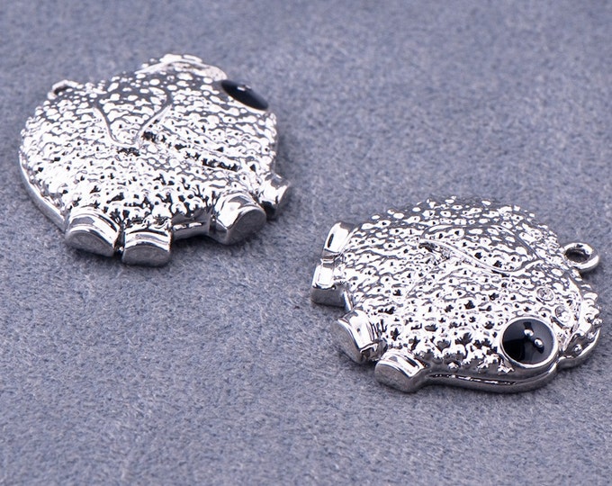 Two Textured Elephant Charms Silver-tone